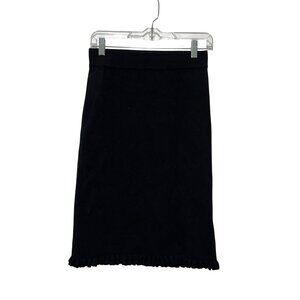Saks Fifth Avenue Black Knit Skirt With Fringe Hem Women's Size 6